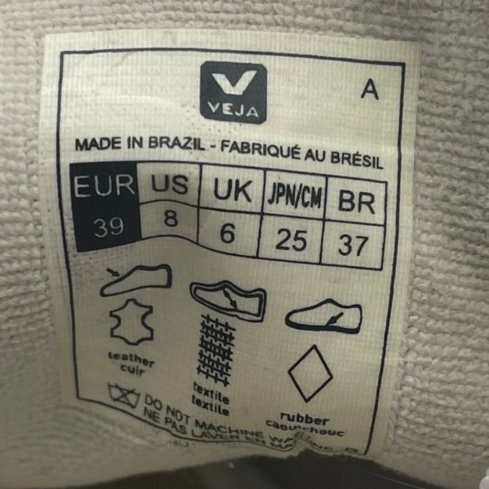 Veja Women 8 White Black Esplar Leather Low Top Sneakers Logo